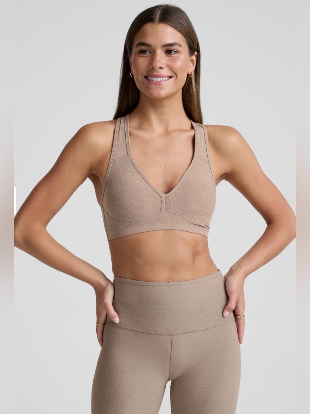 Beyond Yoga Women's Birch Heather Spacedye Lift Your Spirits Sports Bra XL
